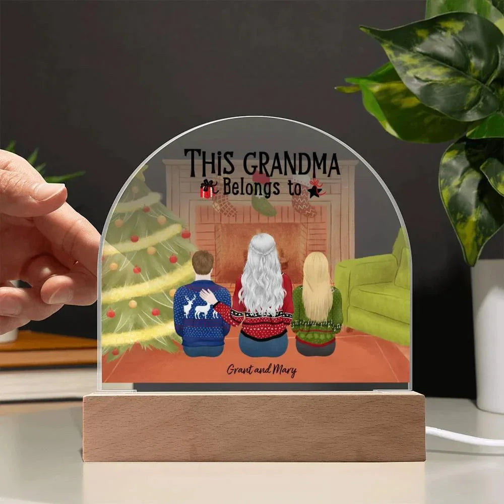 Celebrate Grandma's Love with a Heartfelt Personalized Christmas Gift from Grandkids - Dome-Shaped Acrylic Plaque