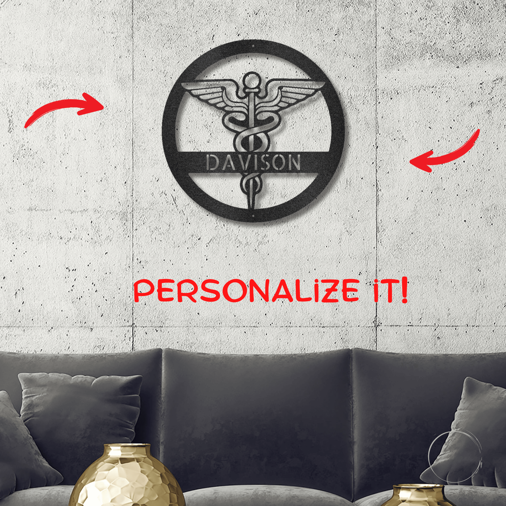 Celebrate Nursing Excellence: Personalized Caduceus Steel Wall Sign for Healthcare Heroes - Mallard Moon Gift Shop