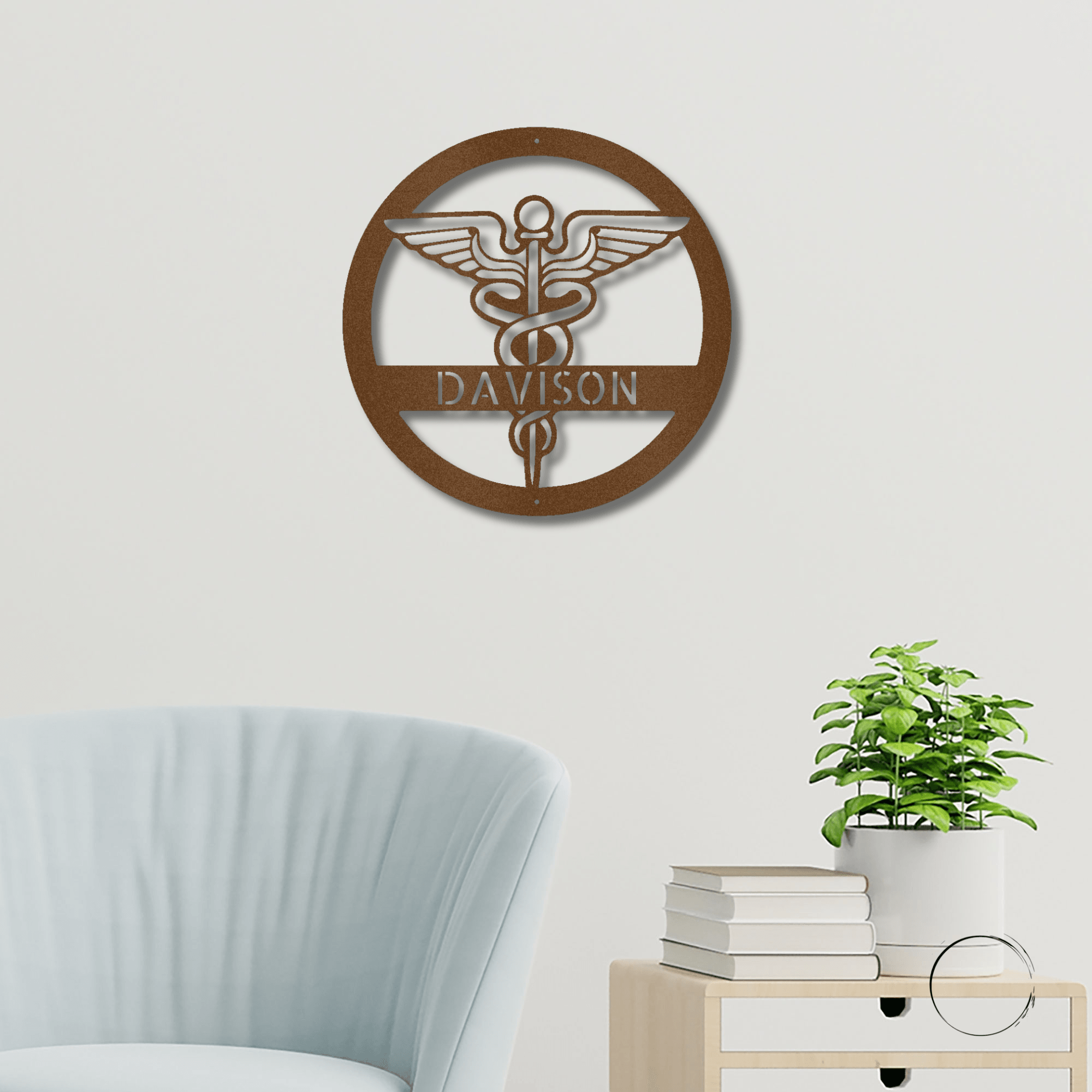 Celebrate Nursing Excellence: Personalized Caduceus Steel Wall Sign for Healthcare Heroes - Mallard Moon Gift Shop