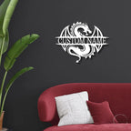 Celtic Dragon Monogram Personalized Name Indoor Outdoor Steel Wall Sign Metal Art