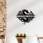 Celtic Dragon Monogram Personalized Name Indoor Outdoor Steel Wall Sign Metal Art