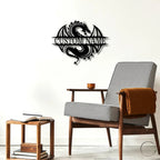 Celtic Dragon Monogram Personalized Name Indoor Outdoor Steel Wall Sign Metal Art