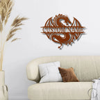Celtic Dragon Monogram Personalized Name Indoor Outdoor Steel Wall Sign Metal Art