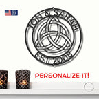 Celtic Knot Ring Monogram Personalized Name Indoor Outdoor Steel Wall Sign Metal Art