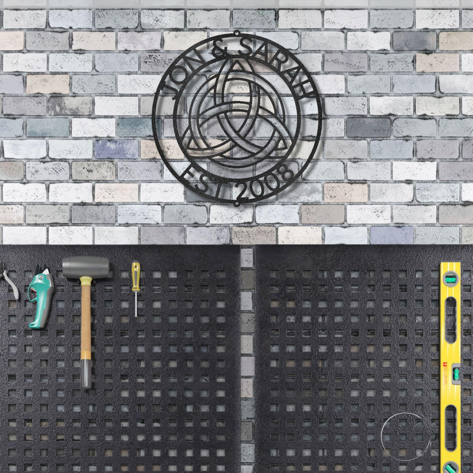 Celtic Knot Ring Monogram Personalized Name Indoor Outdoor Steel Wall Sign Metal Art - Mallard Moon Gift Shop