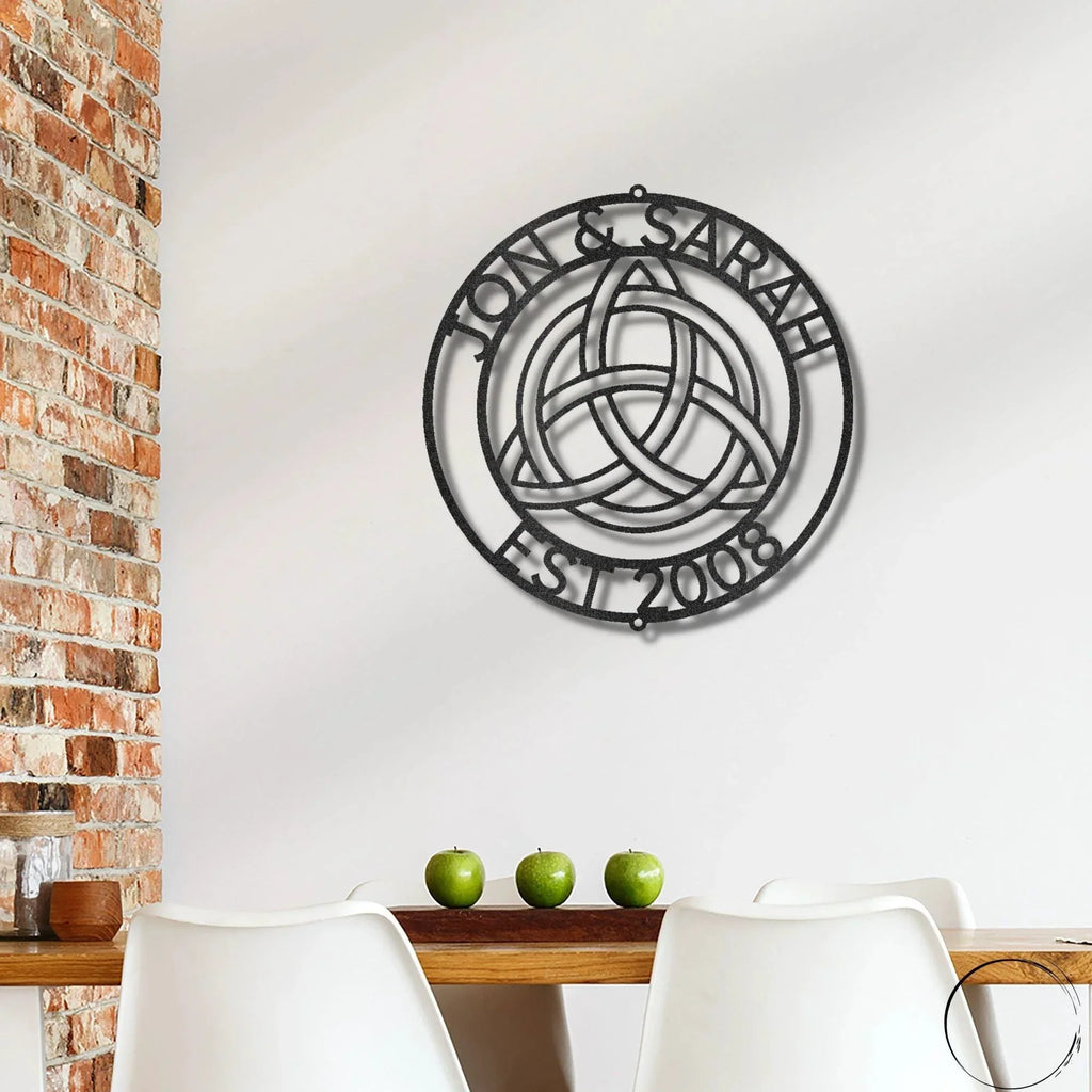 Celtic Knot Ring Monogram Personalized Name Indoor Outdoor Steel Wall Sign Metal Art