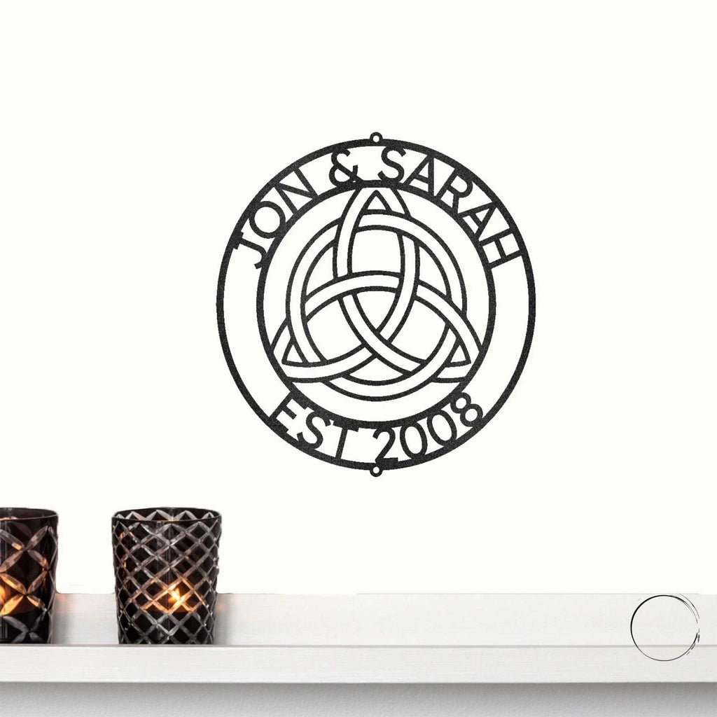 Celtic Knot Ring Monogram Personalized Name Indoor Outdoor Steel Wall Sign Metal Art