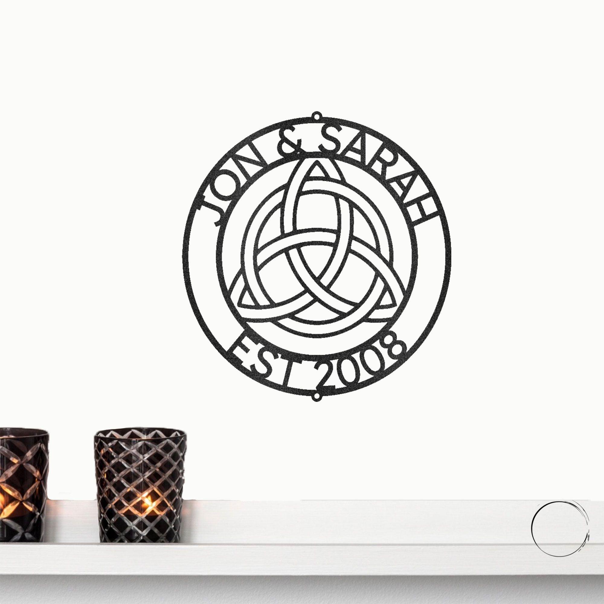 Celtic Knot Ring Monogram Personalized Name Indoor Outdoor Steel Wall Sign Metal Art - Mallard Moon Gift Shop