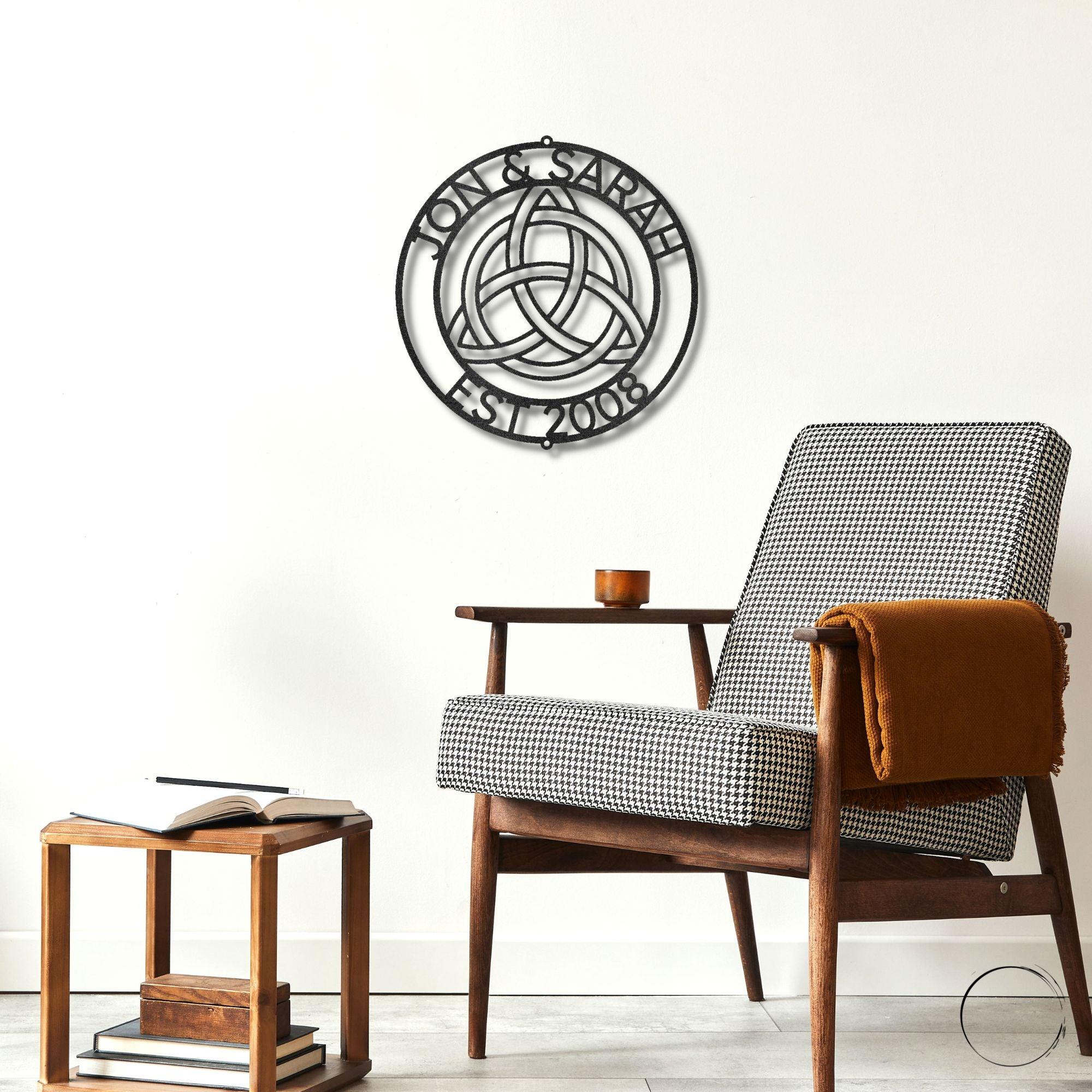 Celtic Knot Ring Monogram Personalized Name Indoor Outdoor Steel Wall Sign Metal Art - Mallard Moon Gift Shop