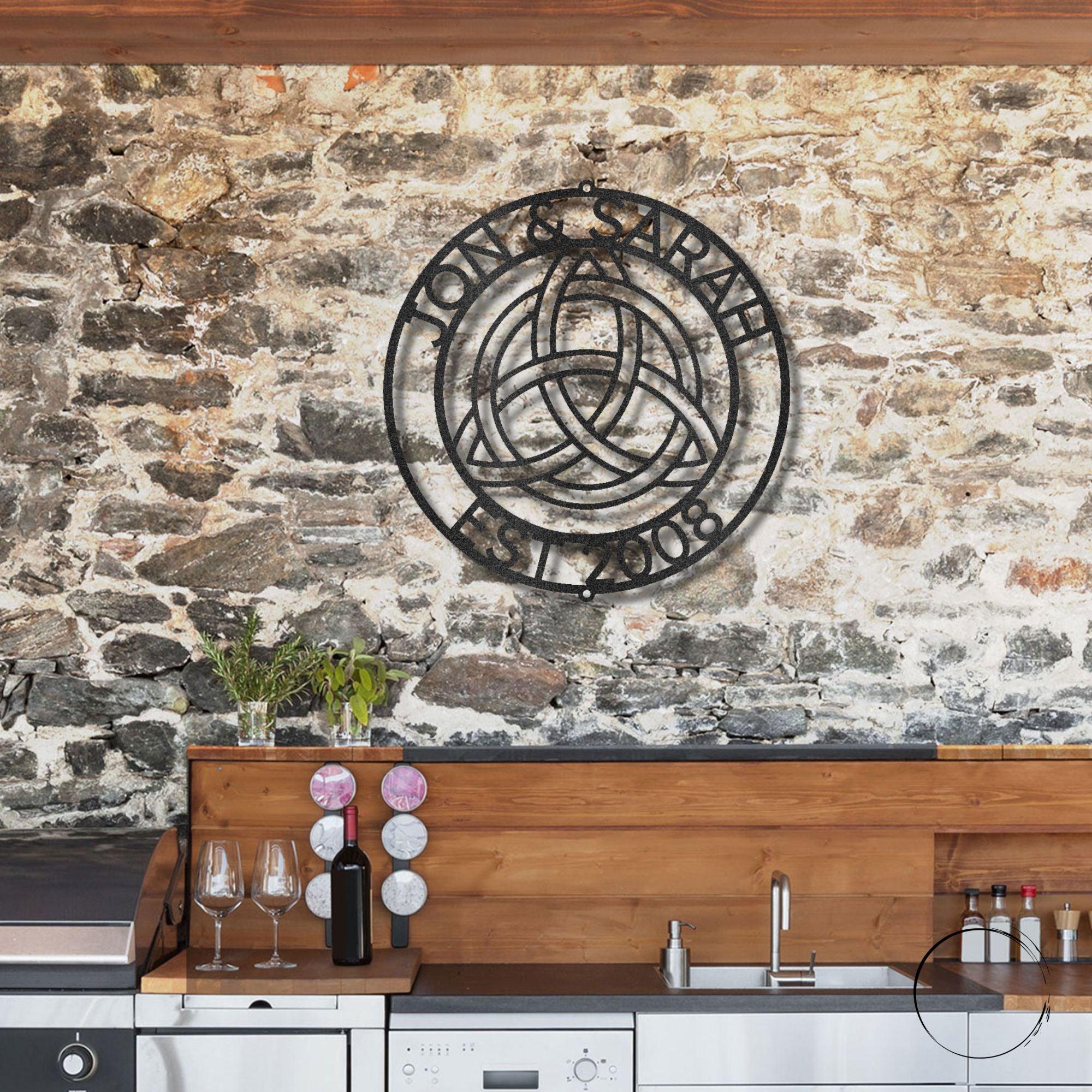 Celtic Knot Ring Monogram Personalized Name Indoor Outdoor Steel Wall Sign Metal Art - Mallard Moon Gift Shop