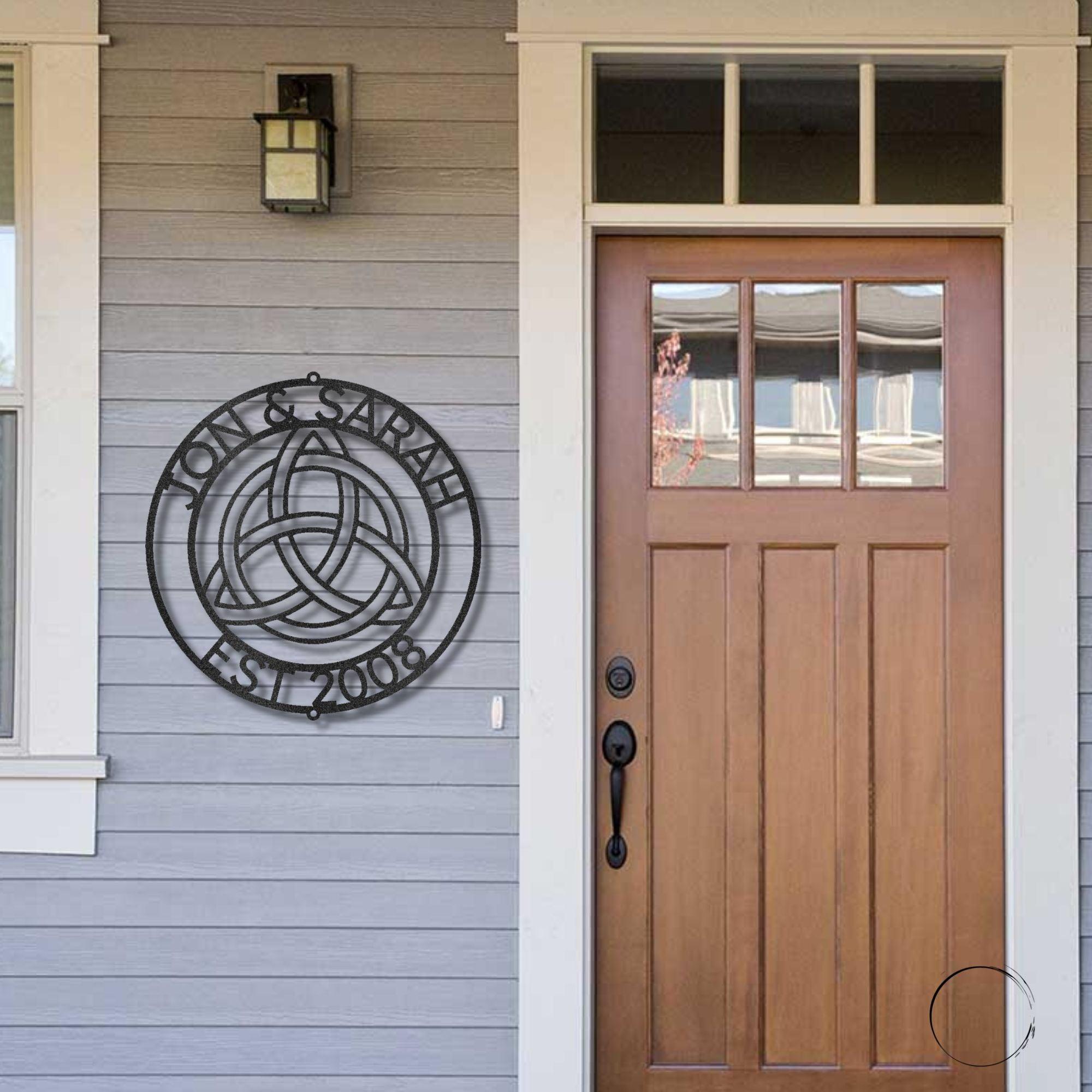 Celtic Knot Ring Monogram Personalized Name Indoor Outdoor Steel Wall Sign Metal Art - Mallard Moon Gift Shop