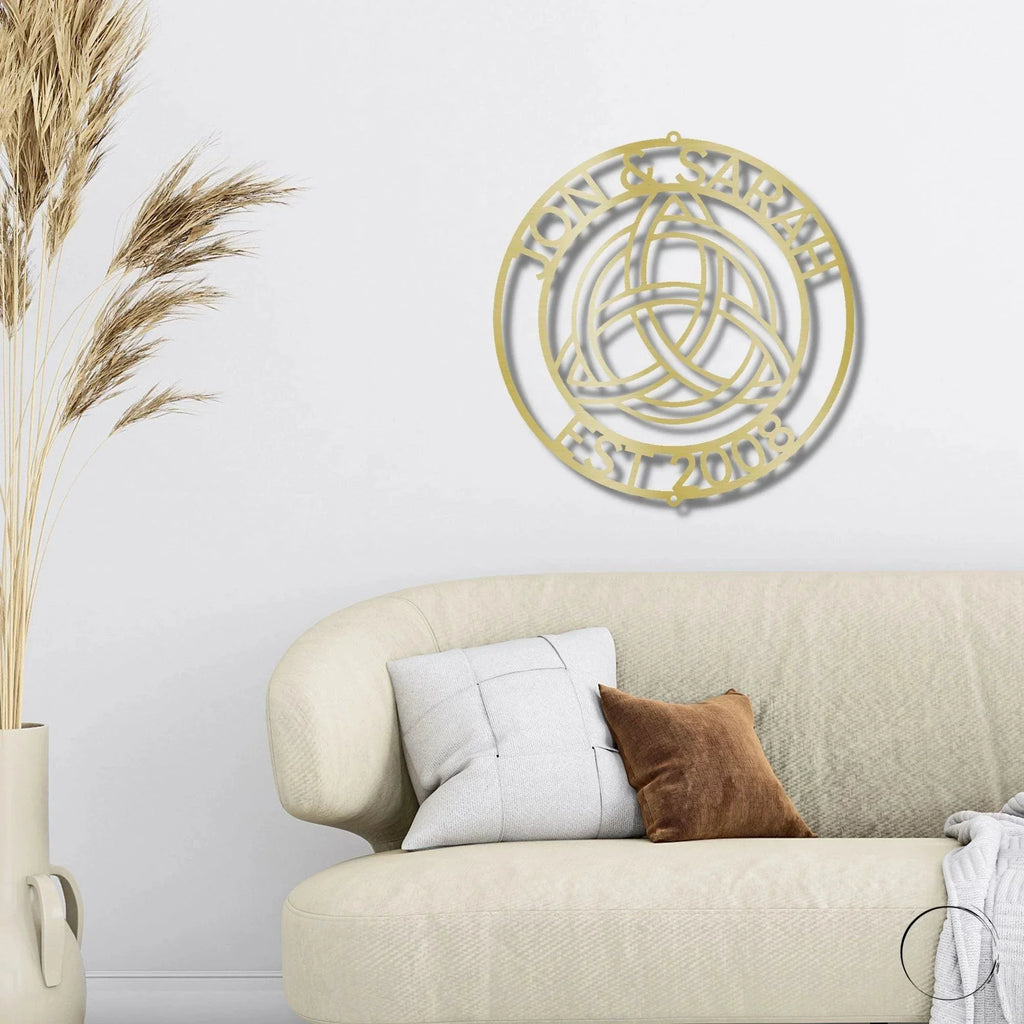 Celtic Knot Ring Monogram Personalized Name Indoor Outdoor Steel Wall Sign Metal Art