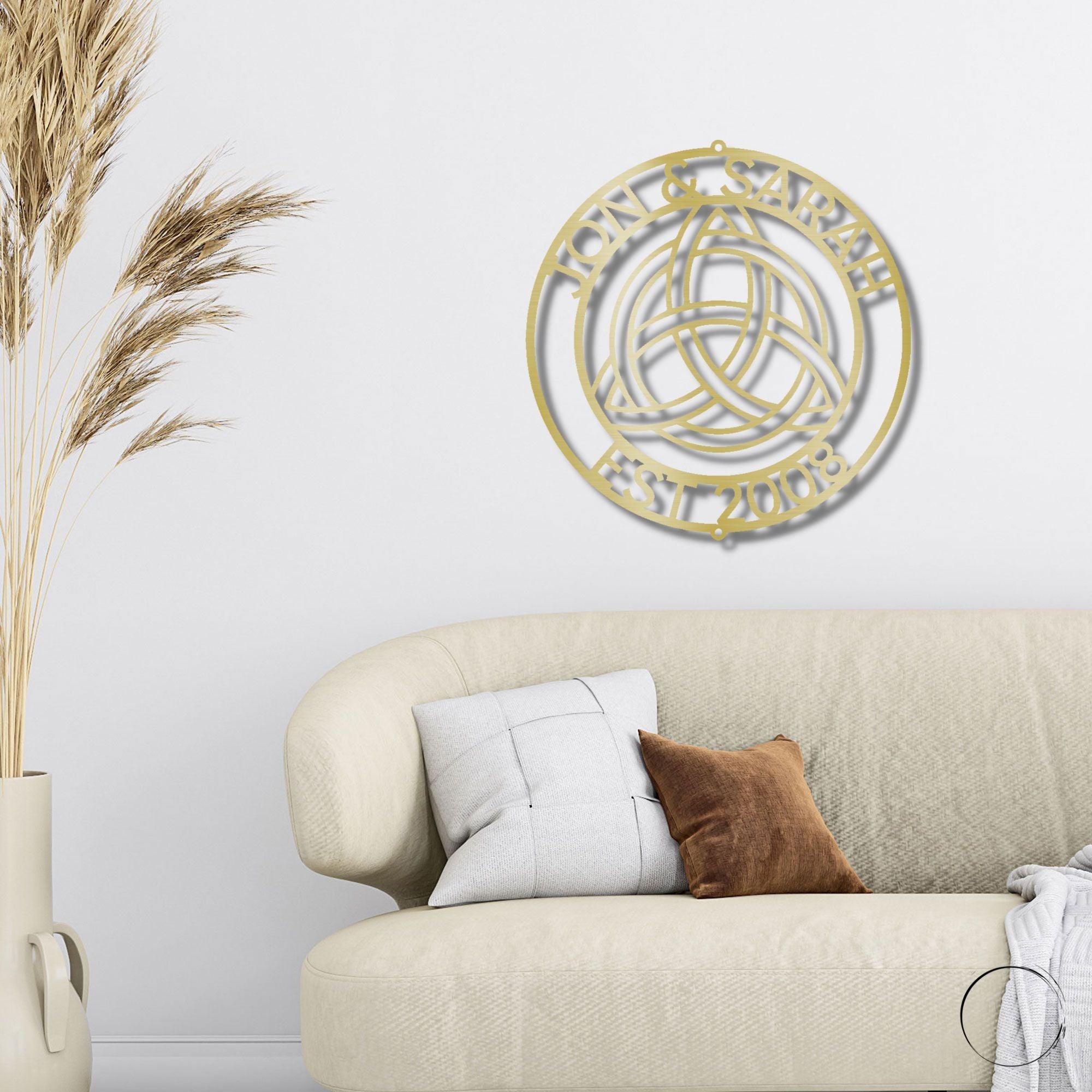 Celtic Knot Ring Monogram Personalized Name Indoor Outdoor Steel Wall Sign Metal Art - Mallard Moon Gift Shop