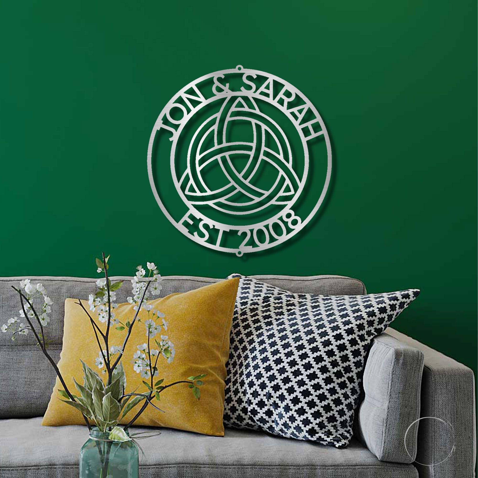 Celtic Knot Ring Monogram Personalized Name Indoor Outdoor Steel Wall Sign Metal Art - Mallard Moon Gift Shop