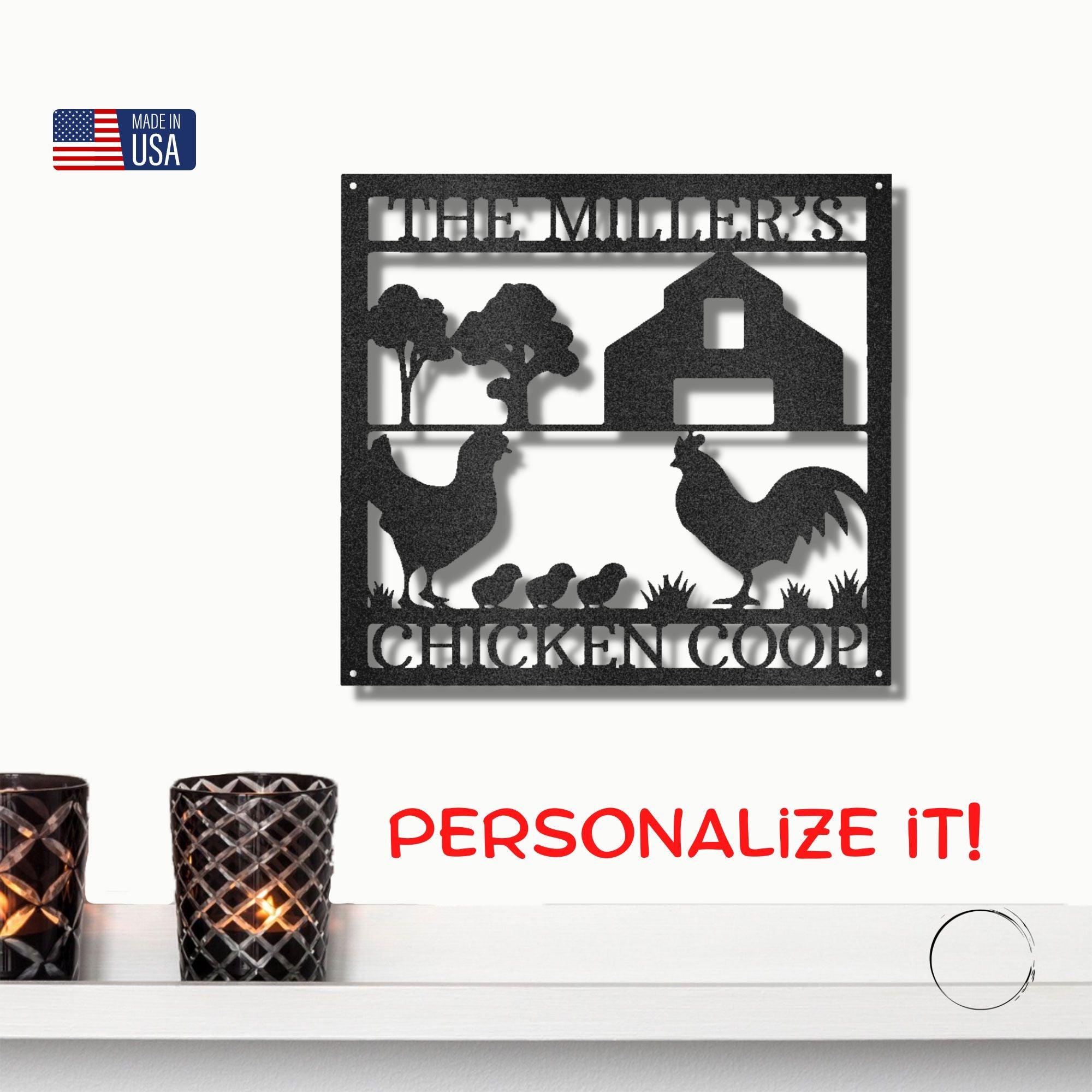 Chicken Coop Custom Monogram Metal Art Wall Sign - Mallard Moon Gift Shop