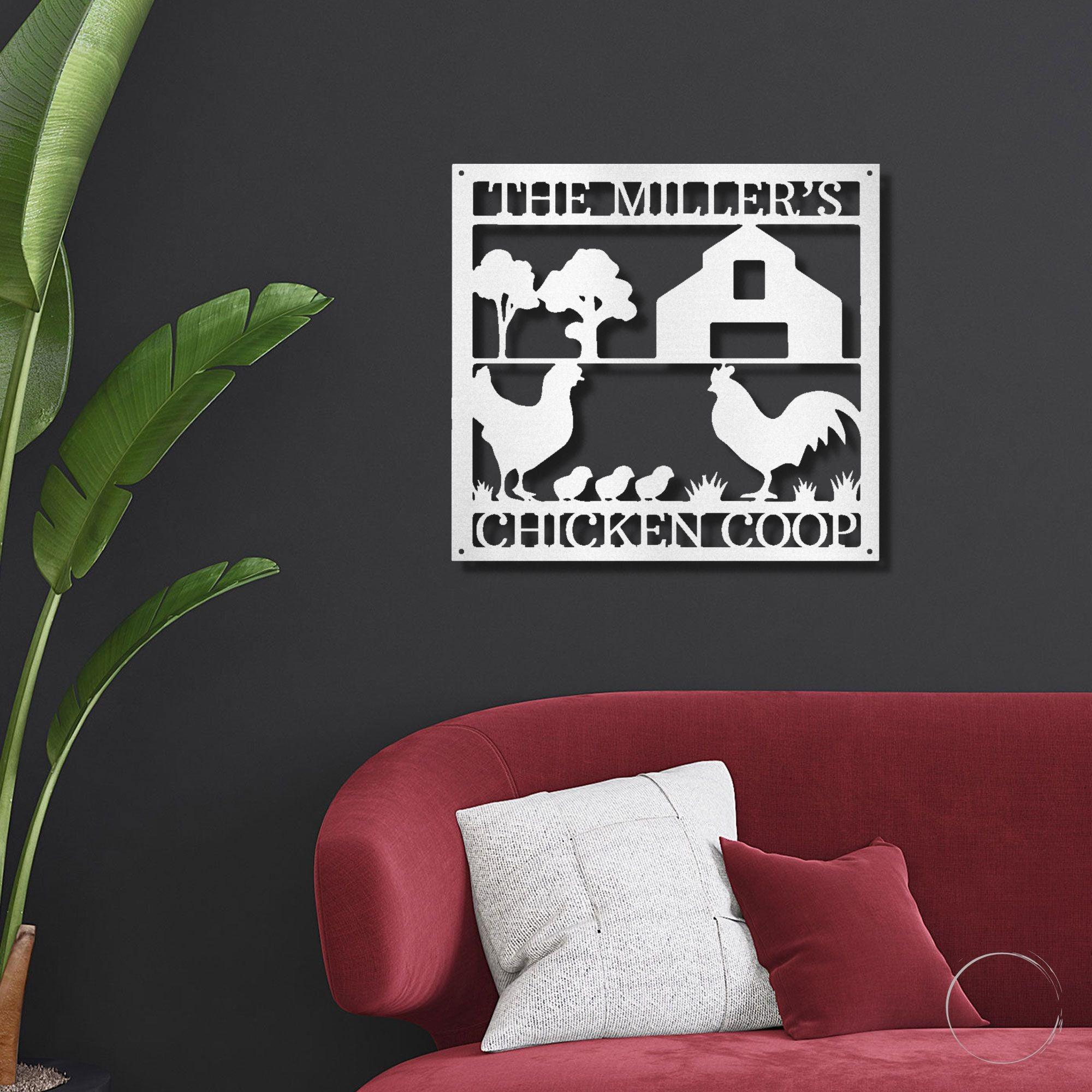 Chicken Coop Custom Monogram Metal Art Wall Sign - Mallard Moon Gift Shop