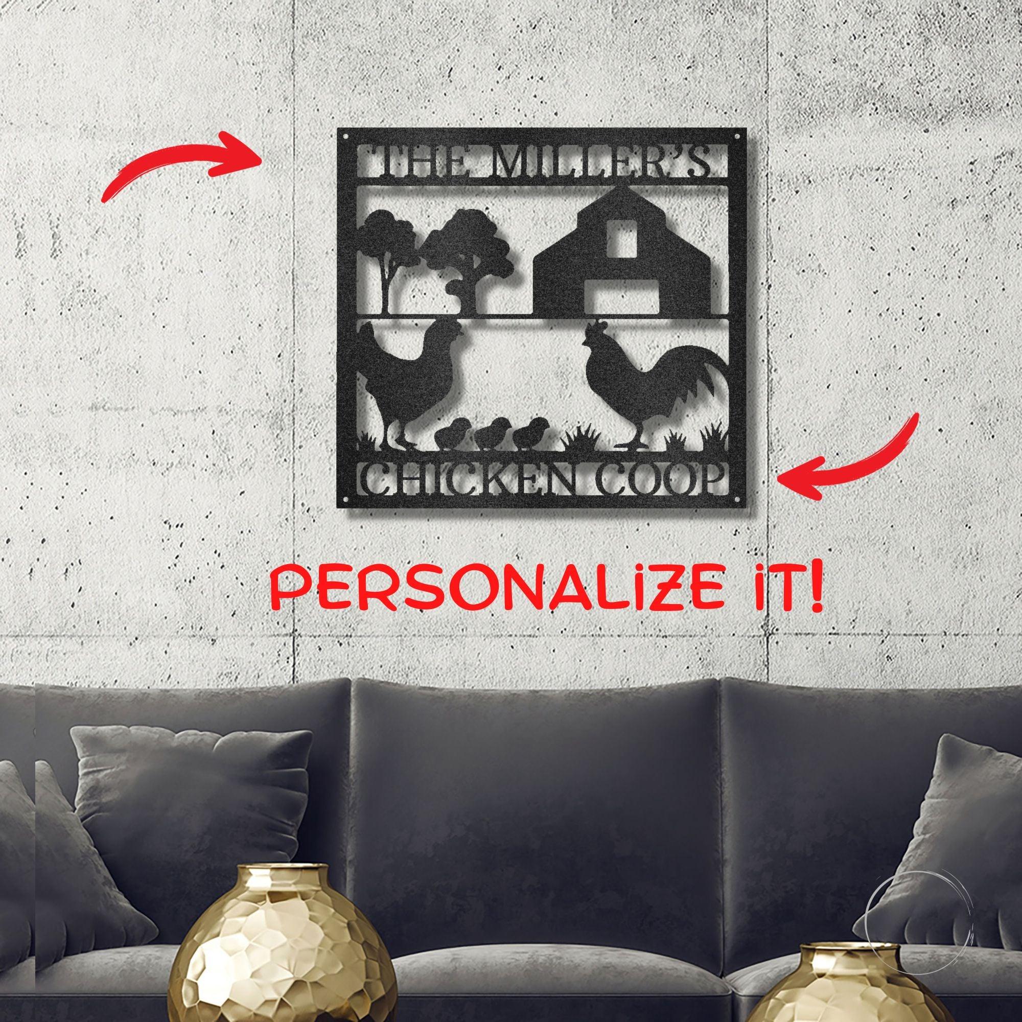 Chicken Coop Custom Monogram Metal Art Wall Sign - Mallard Moon Gift Shop
