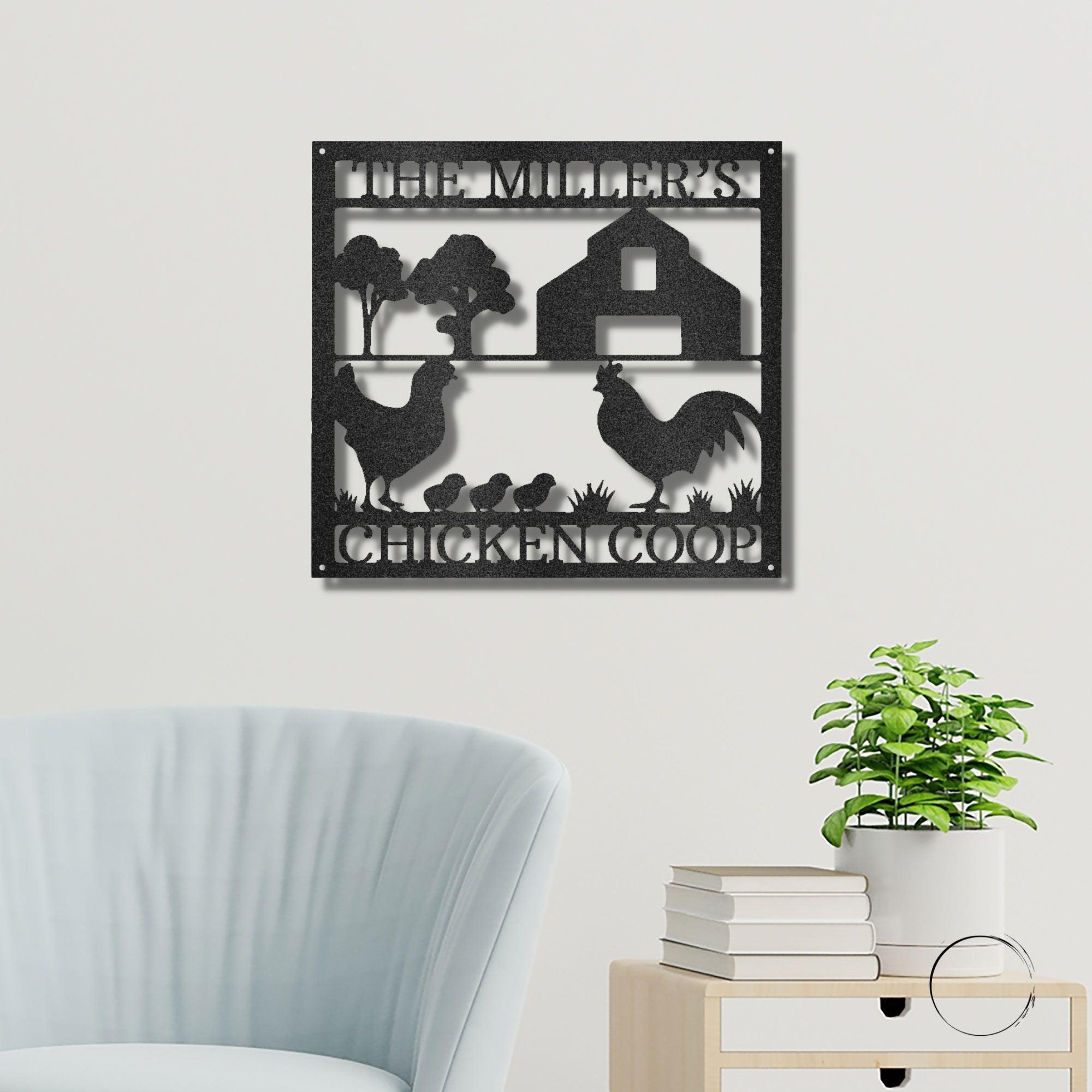 Chicken Coop Custom Monogram Metal Art Wall Sign - Mallard Moon Gift Shop