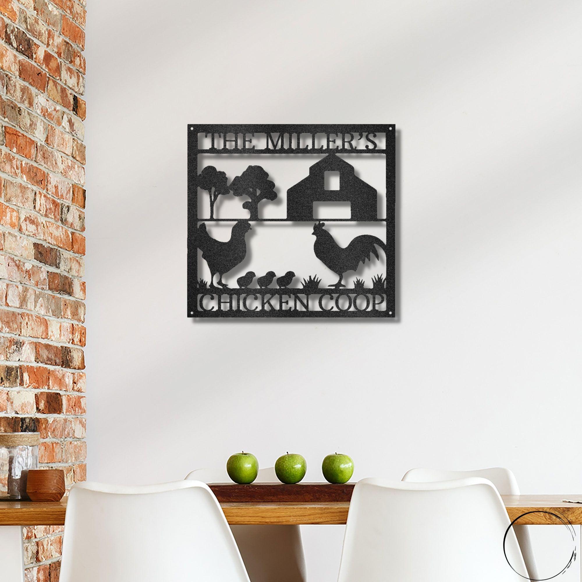 Chicken Coop Custom Monogram Metal Art Wall Sign - Mallard Moon Gift Shop