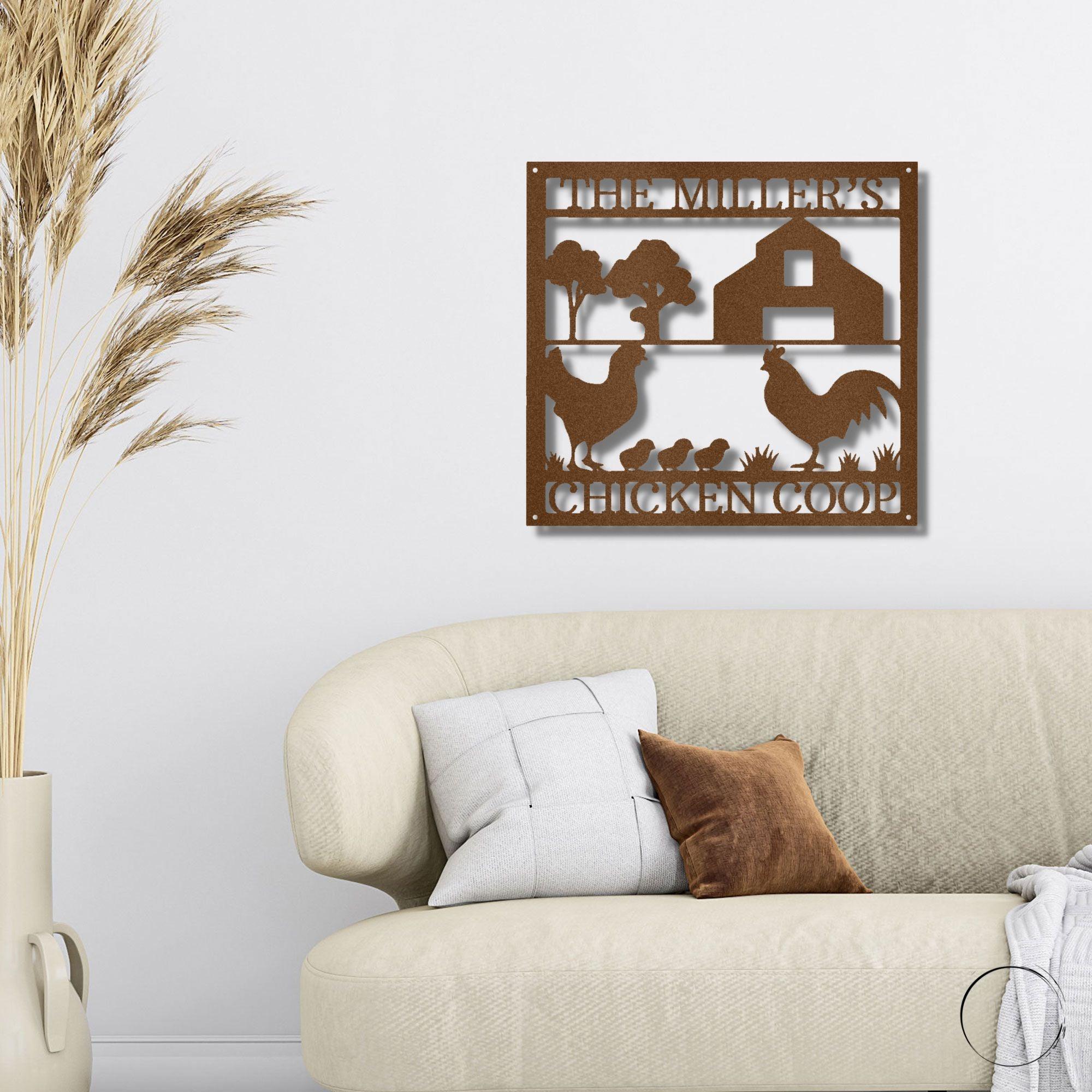 Chicken Coop Custom Monogram Metal Art Wall Sign - Mallard Moon Gift Shop