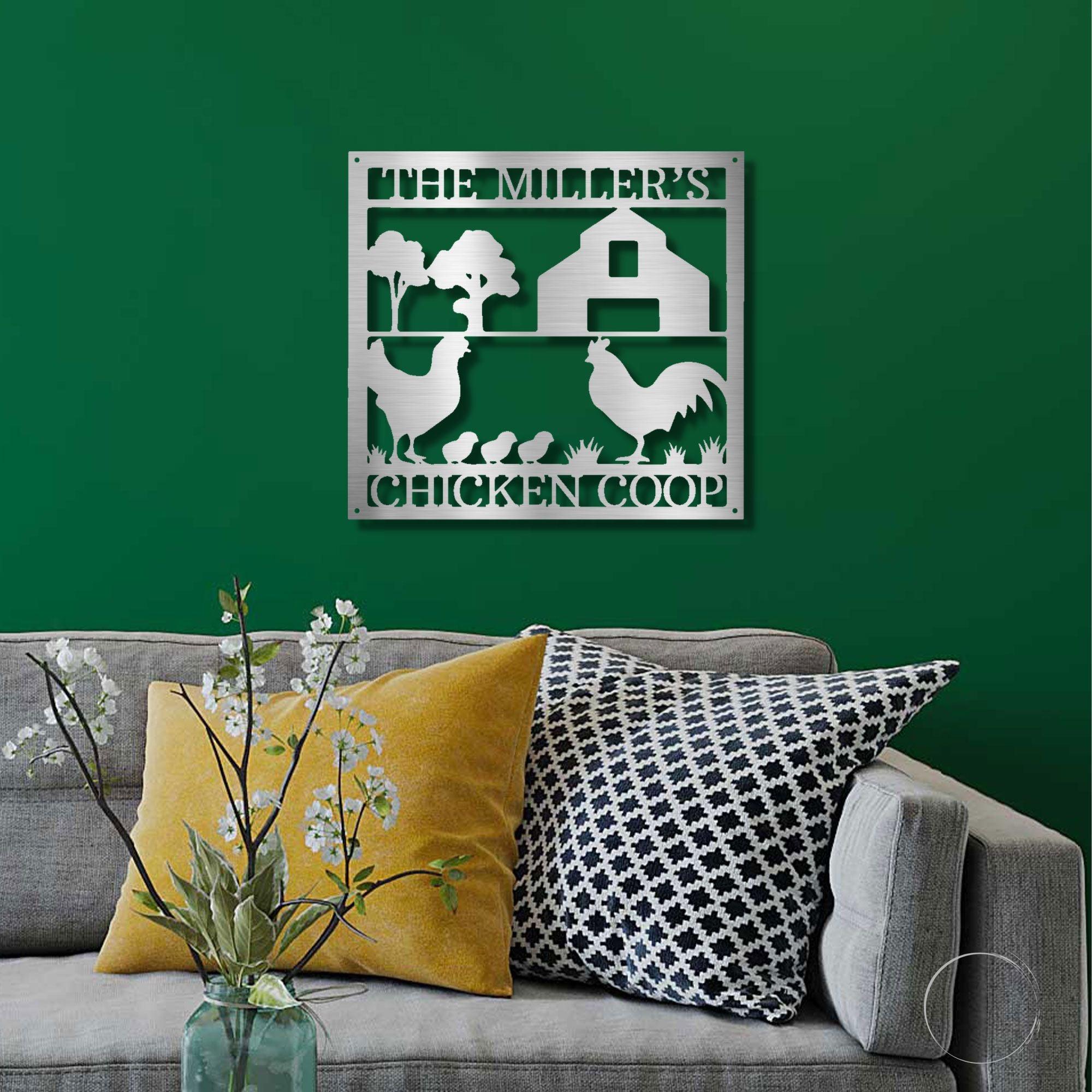 Chicken Coop Custom Monogram Metal Art Wall Sign - Mallard Moon Gift Shop