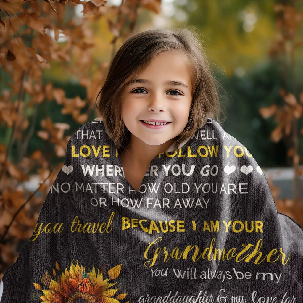 To My Granddaughter My Love Will Follow You Personalized Heirloom Woven Blanket