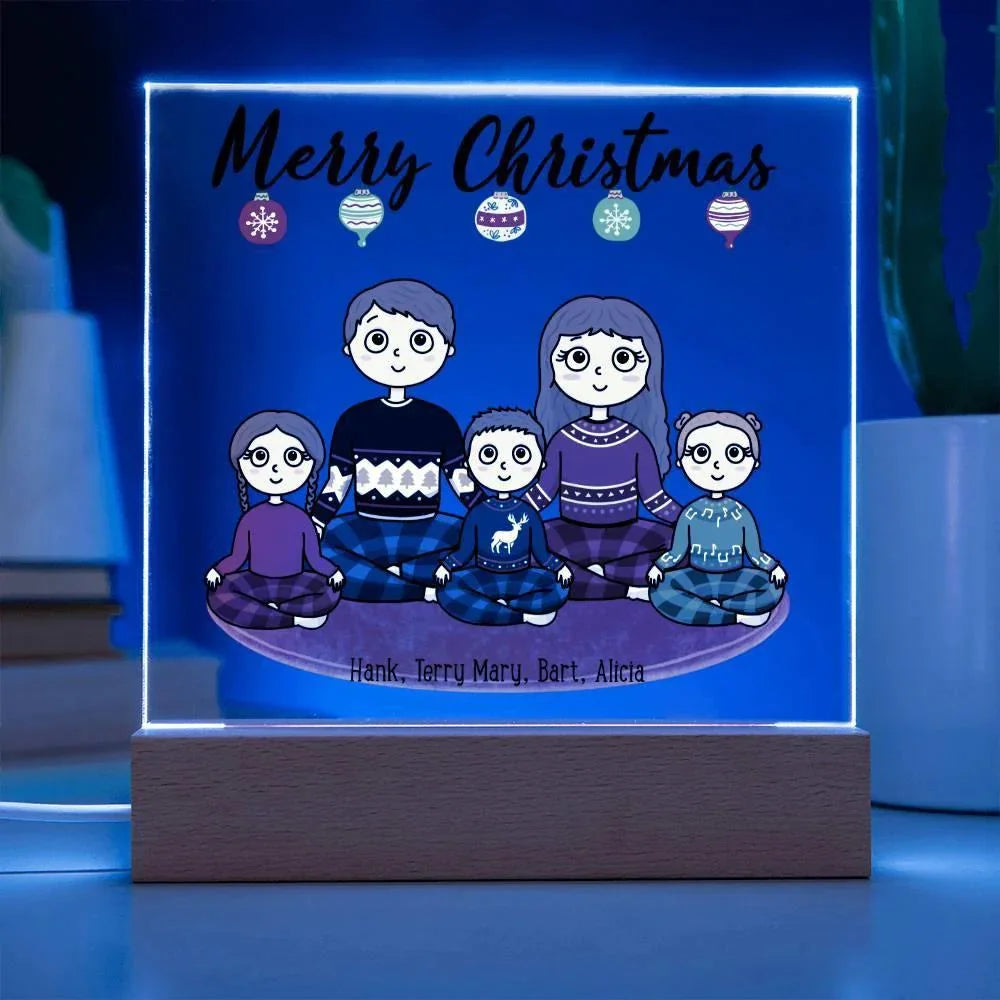 Christmas Family Portrait Personalized Square Acrylic Plaque