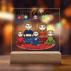 Christmas Family Portrait Personalized Square Acrylic Plaque