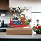 Christmas Family Portrait Personalized Square Acrylic Plaque