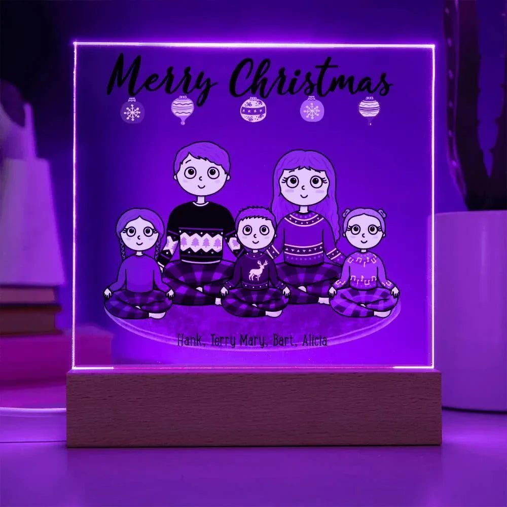 Christmas Family Portrait Personalized Square Acrylic Plaque