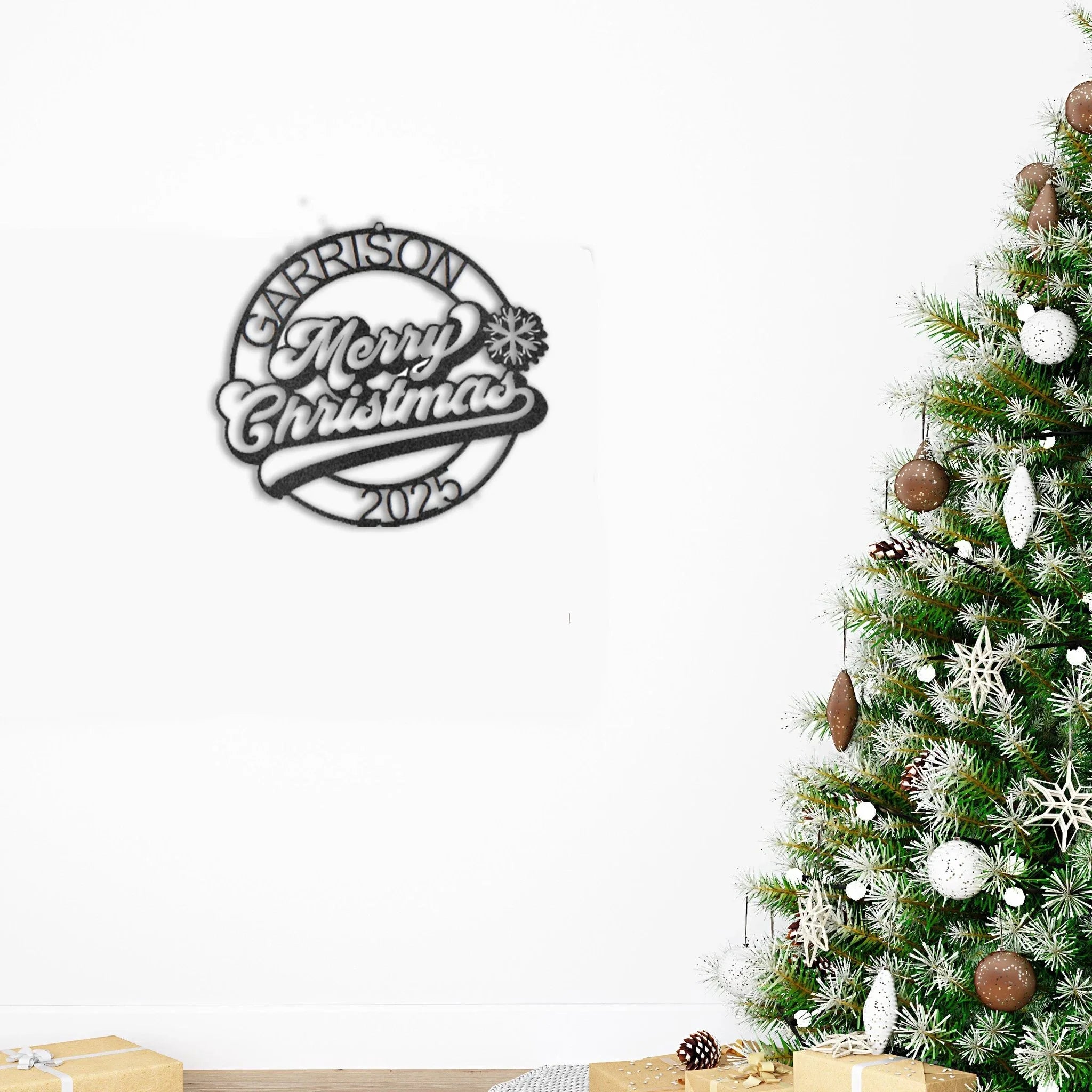 Personalized Merry Christmas Metal Wall Art – Custom Family Name Holiday Sign – Handmade Steel Décor (5 Sizes, 5 Colors)