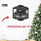 Christmas Truck Personalized Metal Wall Sign Art: Elegantly Crafted in the USA