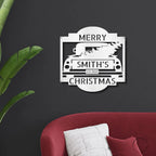 Christmas Truck Personalized Metal Wall Sign Art: Elegantly Crafted in the USA
