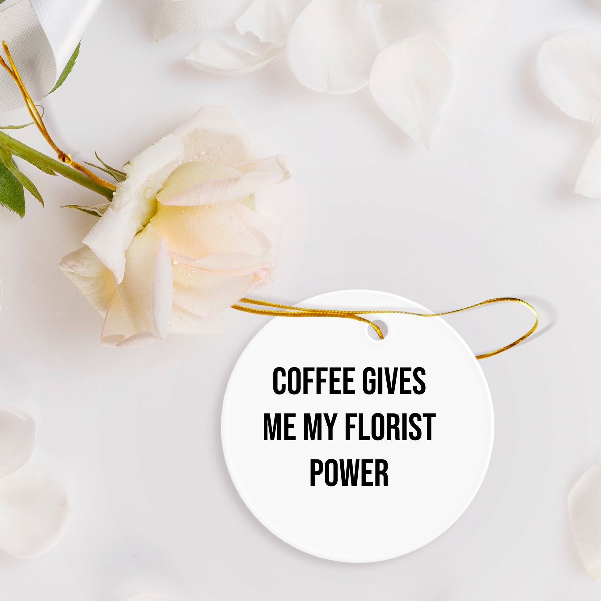 Funny Florist Gifts for Friends, Women, or Men - Coffee Gives Me My Florist Power Circle Ornament, Christmas Unique Gifts from Family, Coworkers, or Friends - Mallard Moon