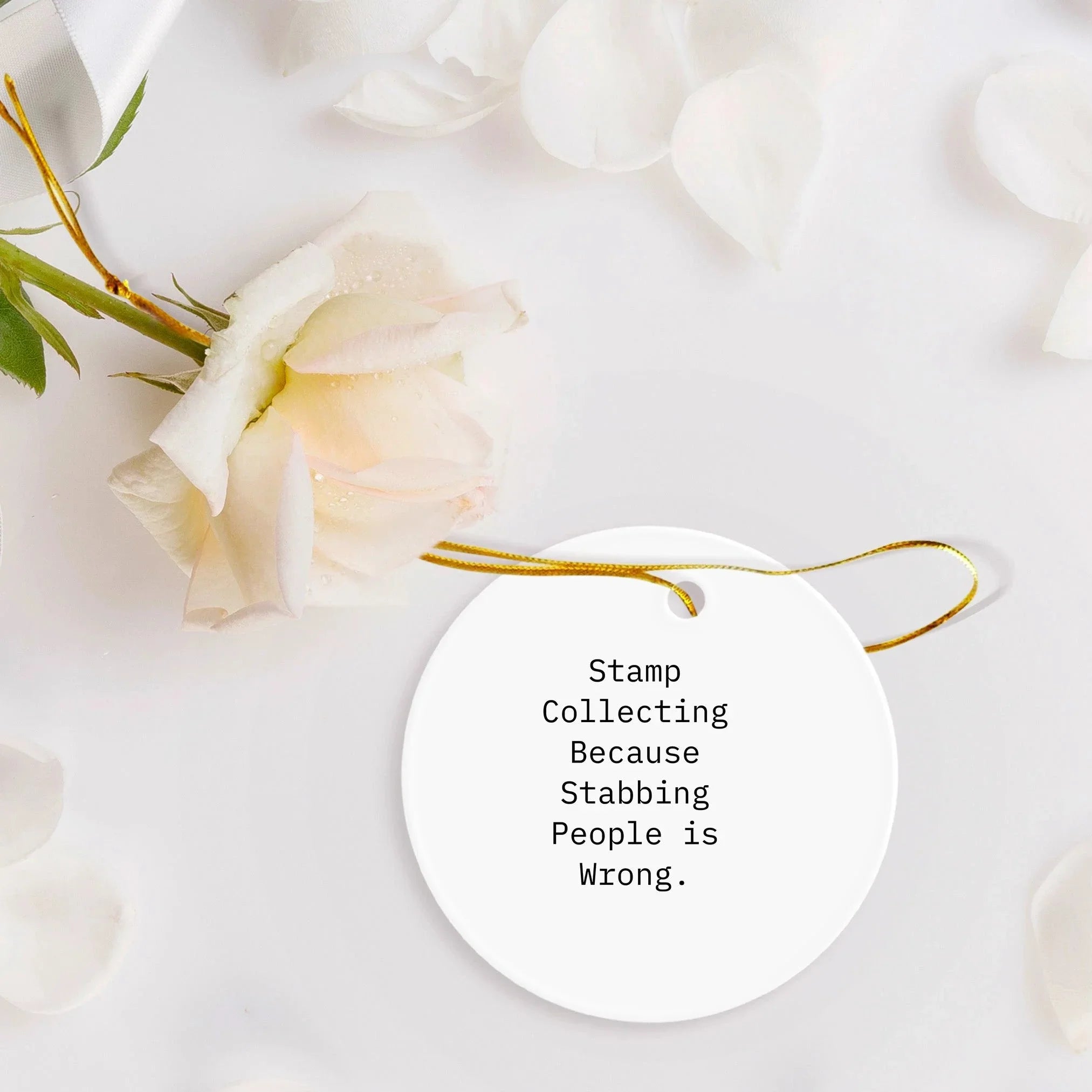 Funny Stamp Collecting Gifts from Friends, Circle Ornament for Stamp Collecting Enthusiasts, Unique Christmas Unique Gifts for Women, Men, or Family Members