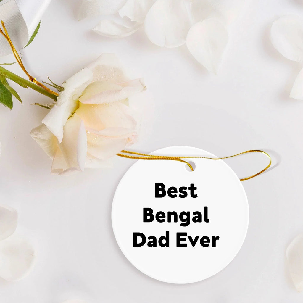 Funny Bengal Cat Dad Circle Christmas Tree Ornament - Best Bengal Dad Ever Gift