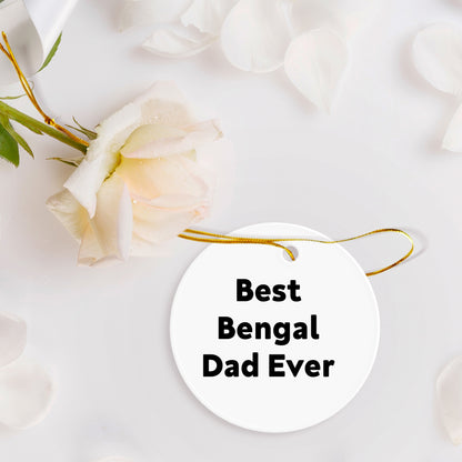 Funny Bengal Cat Dad Circle Christmas Tree Ornament - Best Bengal Dad Ever Gift - Mallard Moon