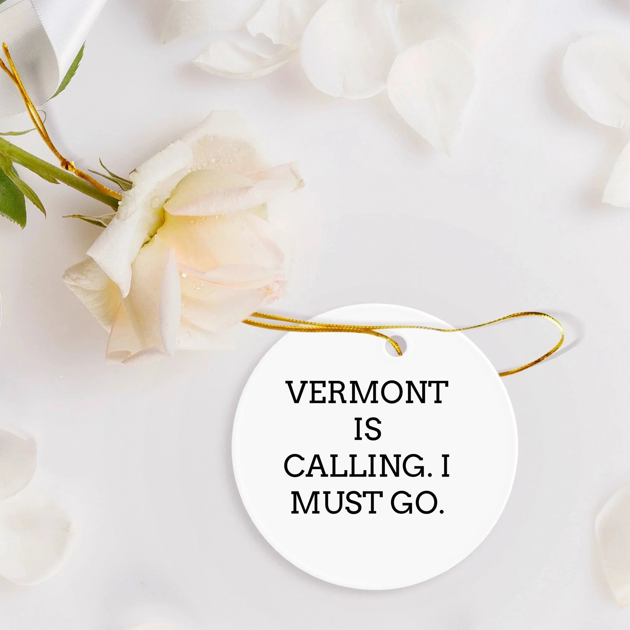 Funny Vermont Circle Ornament - Vermont Is Calling I Must Go Christmas