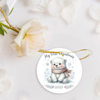 My First Christmas 2025 Bear Ornament – Baby’s First Christmas Keepsake, Cute Newborn Gift, Durable MDF Ornament with Gold Cord