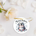 My First Christmas 2025 Penguin Ornament – Baby’s First Christmas Keepsake, Cute Newborn Gift, Durable MDF Ornament with Gold Cord
