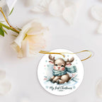 My First Christmas 2025 Moose Ornament – Baby’s First Christmas Keepsake, Cute Newborn Gift, Durable MDF Ornament with Gold Cord