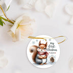 My First Christmas 2025 Squirrel Ornament – Baby’s First Christmas Keepsake, Cute Newborn Gift, Durable MDF Ornament with Gold Cord