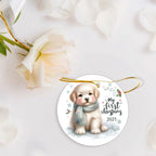 My First Christmas 2025 Puppy Ornament – Baby’s First Christmas Keepsake, Cute Newborn Gift, Durable MDF Ornament with Gold Cord