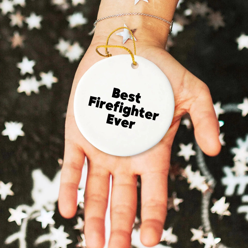 Funny Firefighter Circle Christmas Ornament Unique Decorations