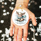 My First Christmas 2025 Moose Ornament – Baby’s First Christmas Keepsake, Cute Newborn Gift, Durable MDF Ornament with Gold Cord
