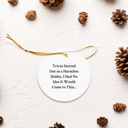 Trivia Funny Circle Christmas Ornament , Inspirational Quote 'Trivia Started Out As...' - Mallard Moon