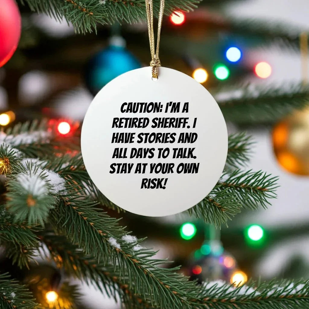 Funny Retired Sheriff Christmas Tree Circle Ornament