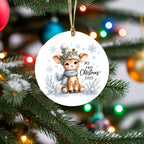 My First Christmas 2025 Giraffe Ornament – Baby’s First Christmas Keepsake, Cute Newborn Gift, Durable MDF Ornament with Gold Cord