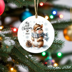 My First Christmas 2025 Chipmunk Ornament – Baby’s First Christmas Keepsake, Cute Newborn Gift, Durable MDF Ornament with Gold Cord