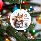 My First Christmas 2025 Squirrel Ornament – Baby’s First Christmas Keepsake, Cute Newborn Gift, Durable MDF Ornament with Gold Cord